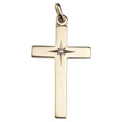 14K Yellow Gold and Diamond Cross Pendant #22656