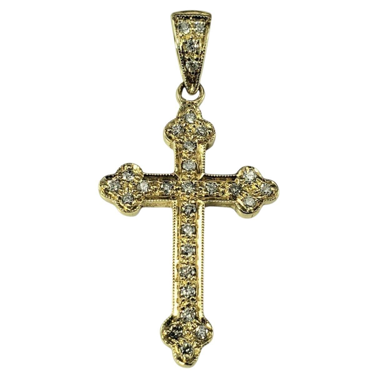 Pendentif croix en or jaune 14K et diamants #23020