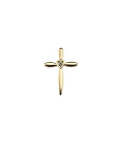 14K Yellow Gold and Diamond Cross Pendant #24081