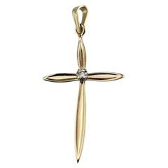 14K Yellow Gold and Diamond Cross Pendant #25571