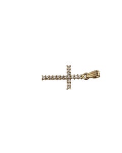 14K Yellow Gold and Diamond Cross Pendant #25590
