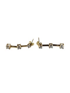 Pendientes colgantes de oro amarillo de 14K y diamantes n.º 25498