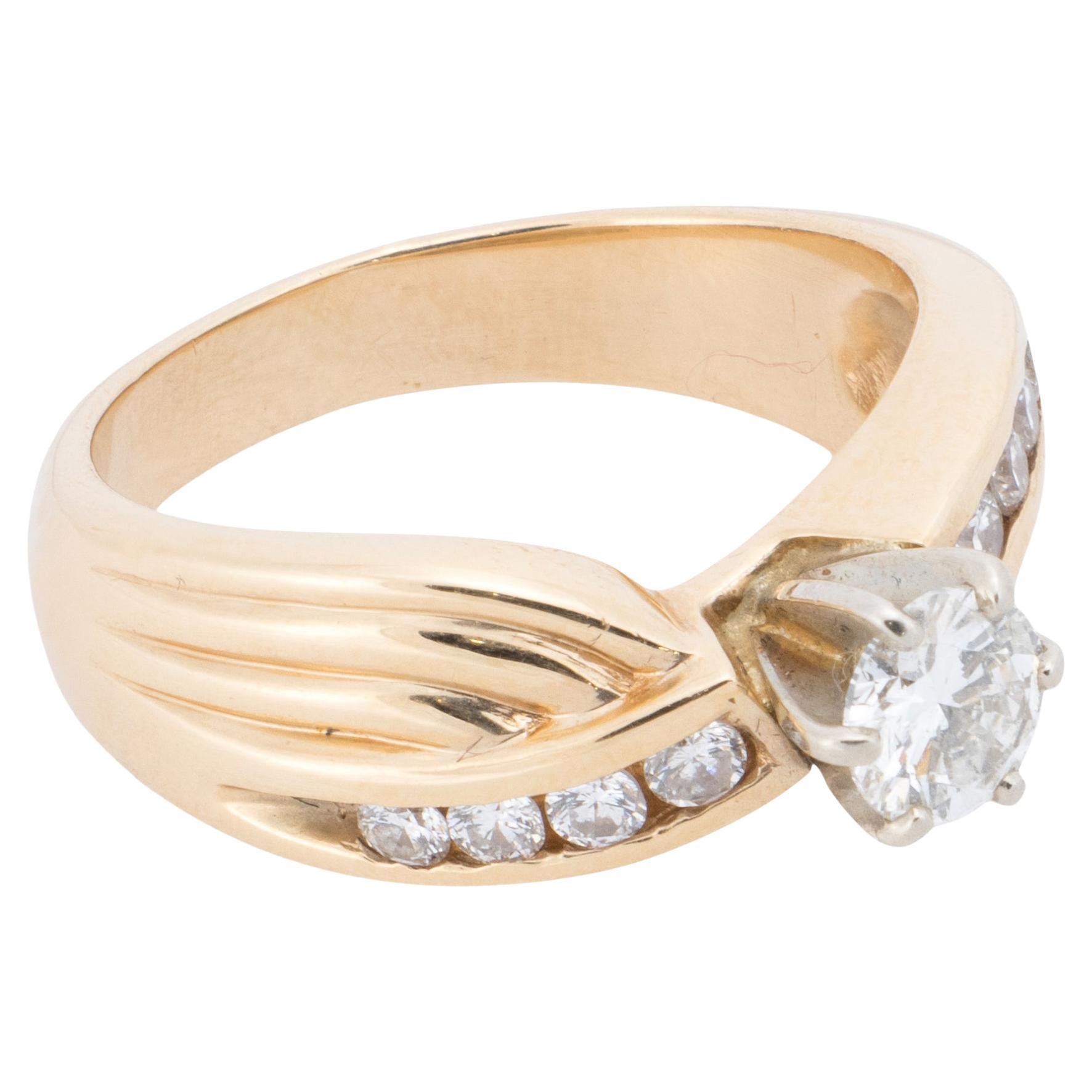 14K Yellow Gold and Diamond Engagement Ring