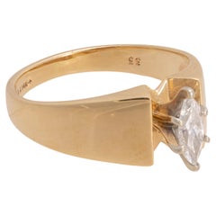 14K Yellow Gold and Diamond Engagement Wedding Ring