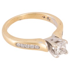 14K Yellow Gold and Diamond Engagement Wedding Ring