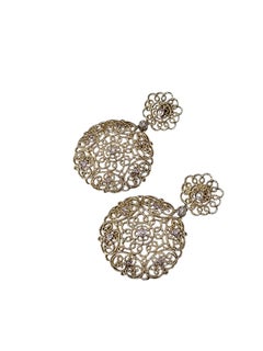 14K Yellow Gold and Diamond Filigree Drop Earrings #24795