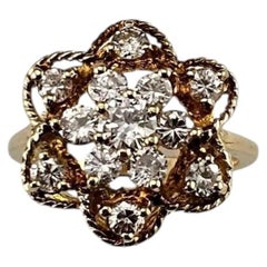 Bague en or jaune 14K et diamant à grappe florale Taille 5.75 #25200