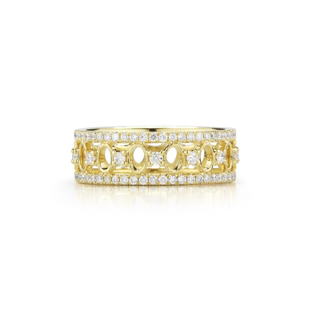 14 Karat Yellow Gold and Diamond Gallery Band In New Condition For Sale In Mountain Brook, AL