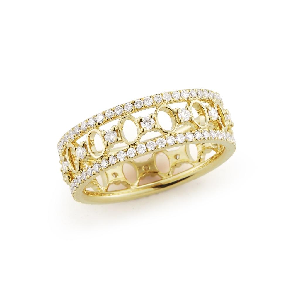 Women's 14 Karat Yellow Gold and Diamond Gallery Band For Sale
