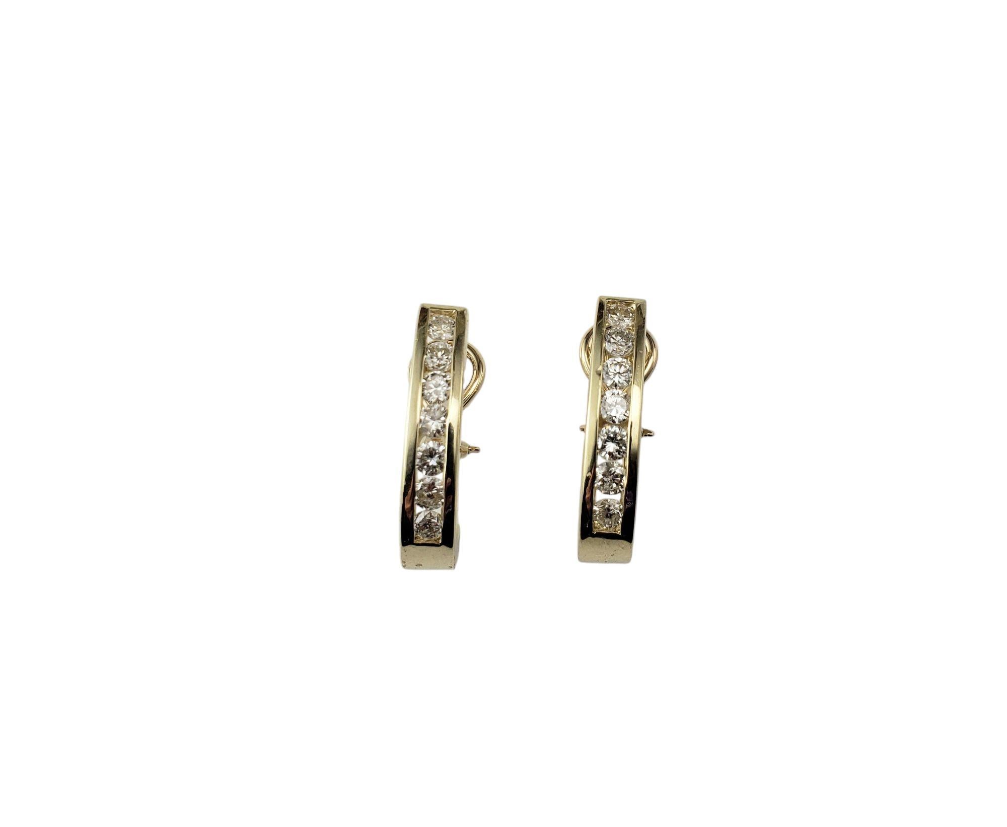 14K Yellow Gold and Diamond Half Hoop Omega Back Earrings #20966