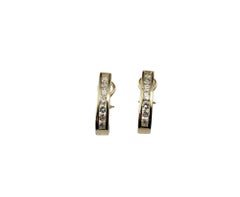 14K Gelbgold und Diamant-Ohrringe mit halber Creolen und Omega-Rücken #20966
