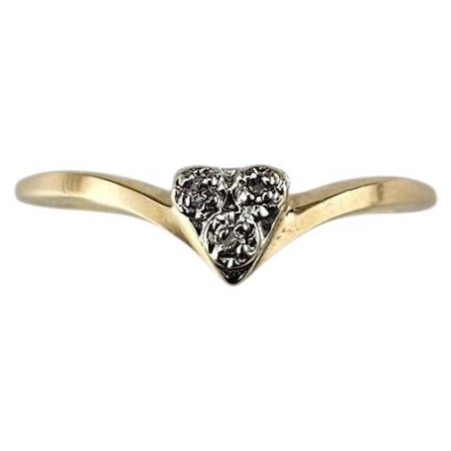 14K Yellow Gold and Diamond Heart Ring Size 5.75 #25492