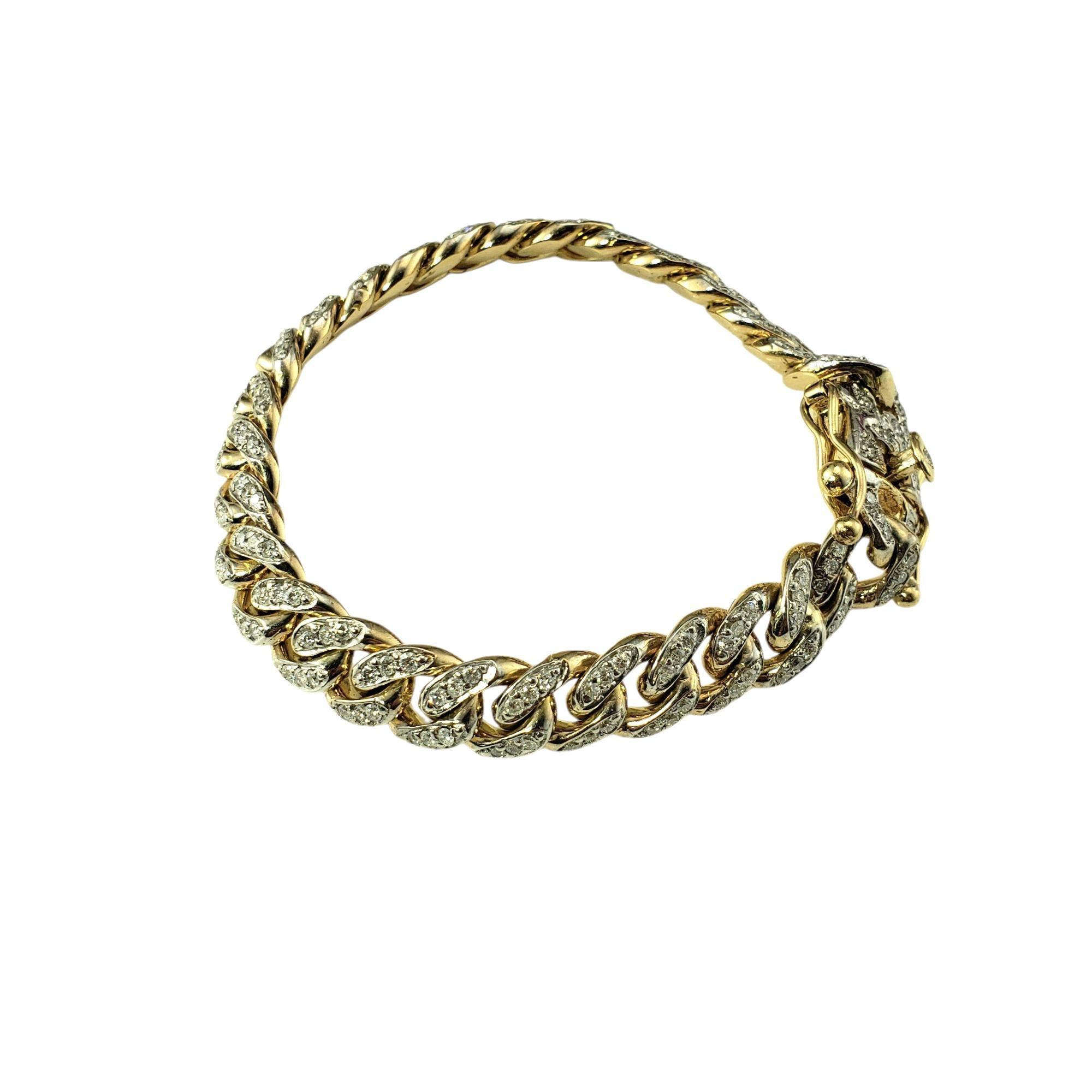 Pulsera de eslabones pesados de oro amarillo de 14 quilates y diamantes #21811 Contemporáneo en venta