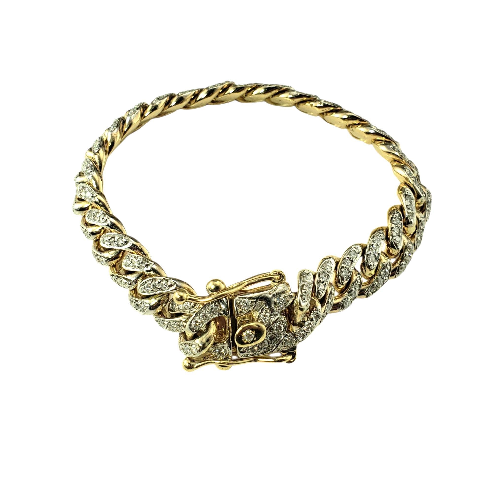 Pulsera de eslabones pesados de oro amarillo de 14 quilates y diamantes #21811 Corte brillante en venta