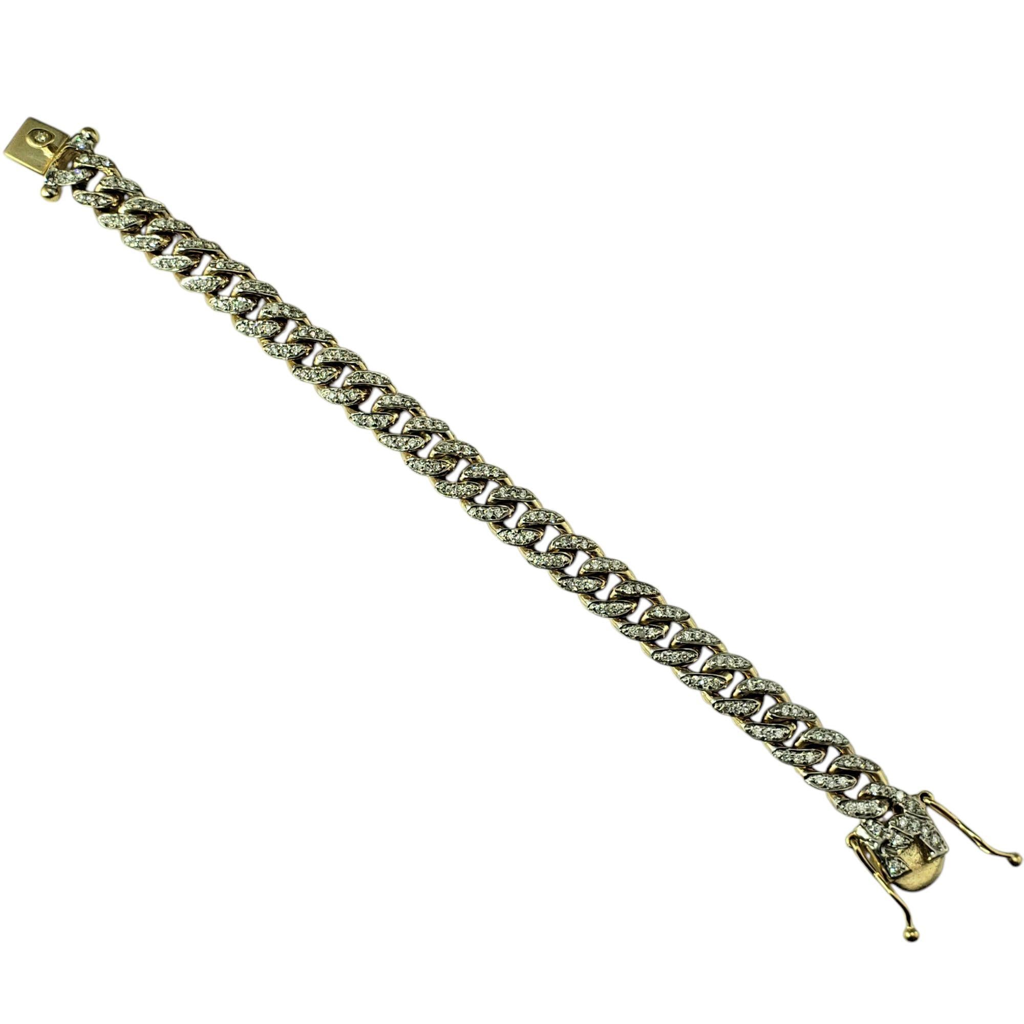 Pulsera de eslabones pesados de oro amarillo de 14 quilates y diamantes #21811 en Bueno estado para la venta en Washington Depot, CT