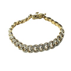 14K Yellow Gold and Diamond Heavy Curb Link Bracelet #21811