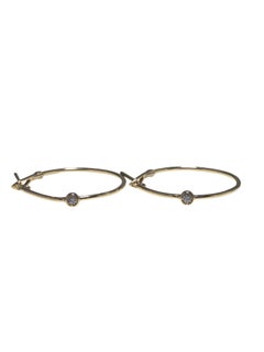 14K Yellow Gold and Diamond Hoop Earrings #24149