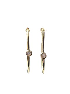 14K Yellow Gold and Diamond Hoop Earrings #24149