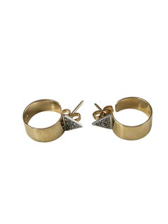 14K Yellow Gold and Diamond Hoop Earrings #25610