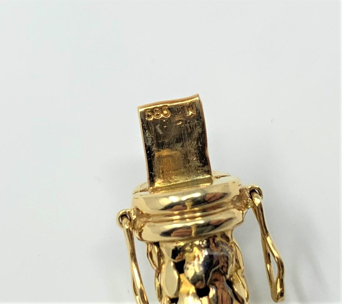 14 Karat Yellow Gold and Diamond Horse Bit Buckle Bangle Bracelet 2
