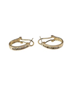 14K Yellow Gold and Diamond J Hoop Earrings #24364