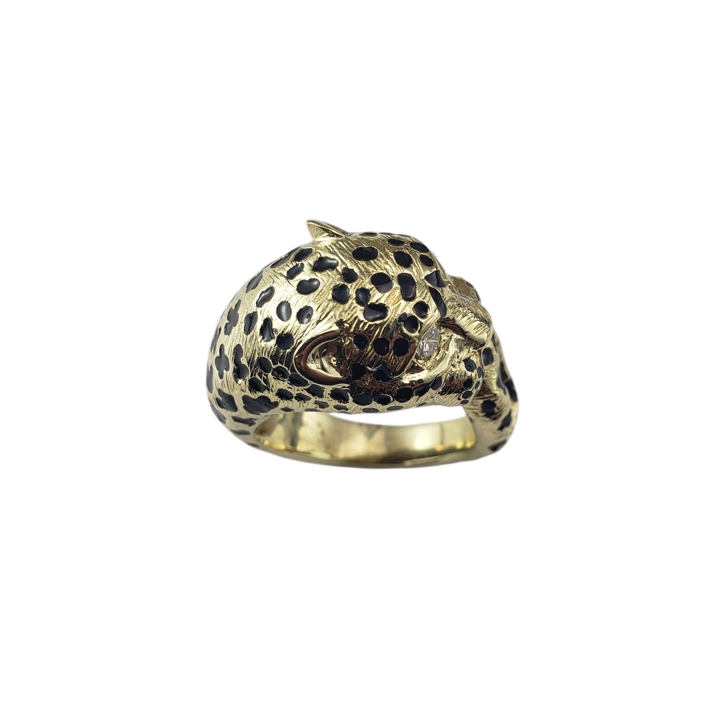 Brilliant Cut 14K Yellow Gold and Diamond Leopard Ring Size 6.5 #22701 For Sale
