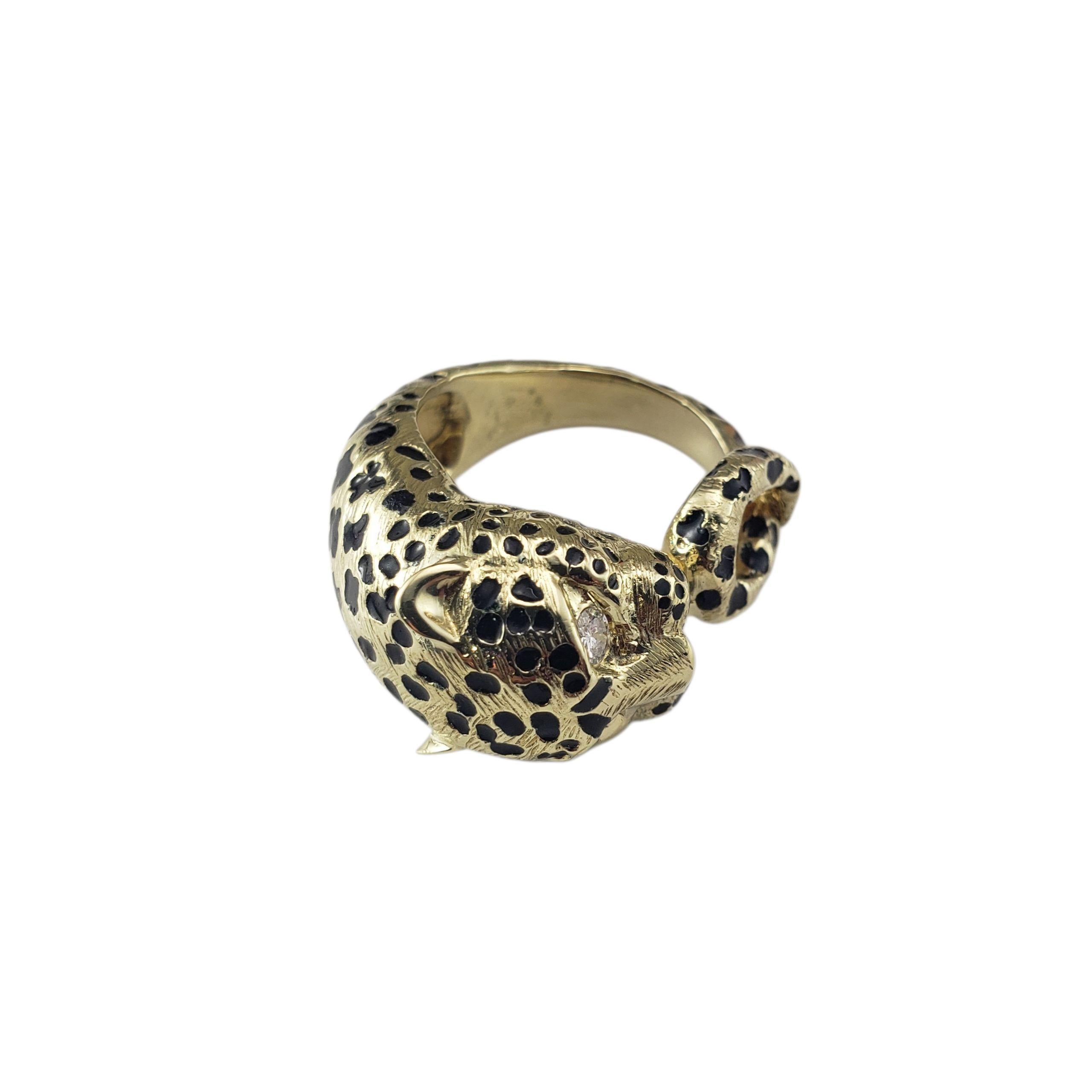 14K Yellow Gold and Diamond Leopard Ring Size 6.5 #22701 In Good Condition For Sale In Washington Depot, CT
