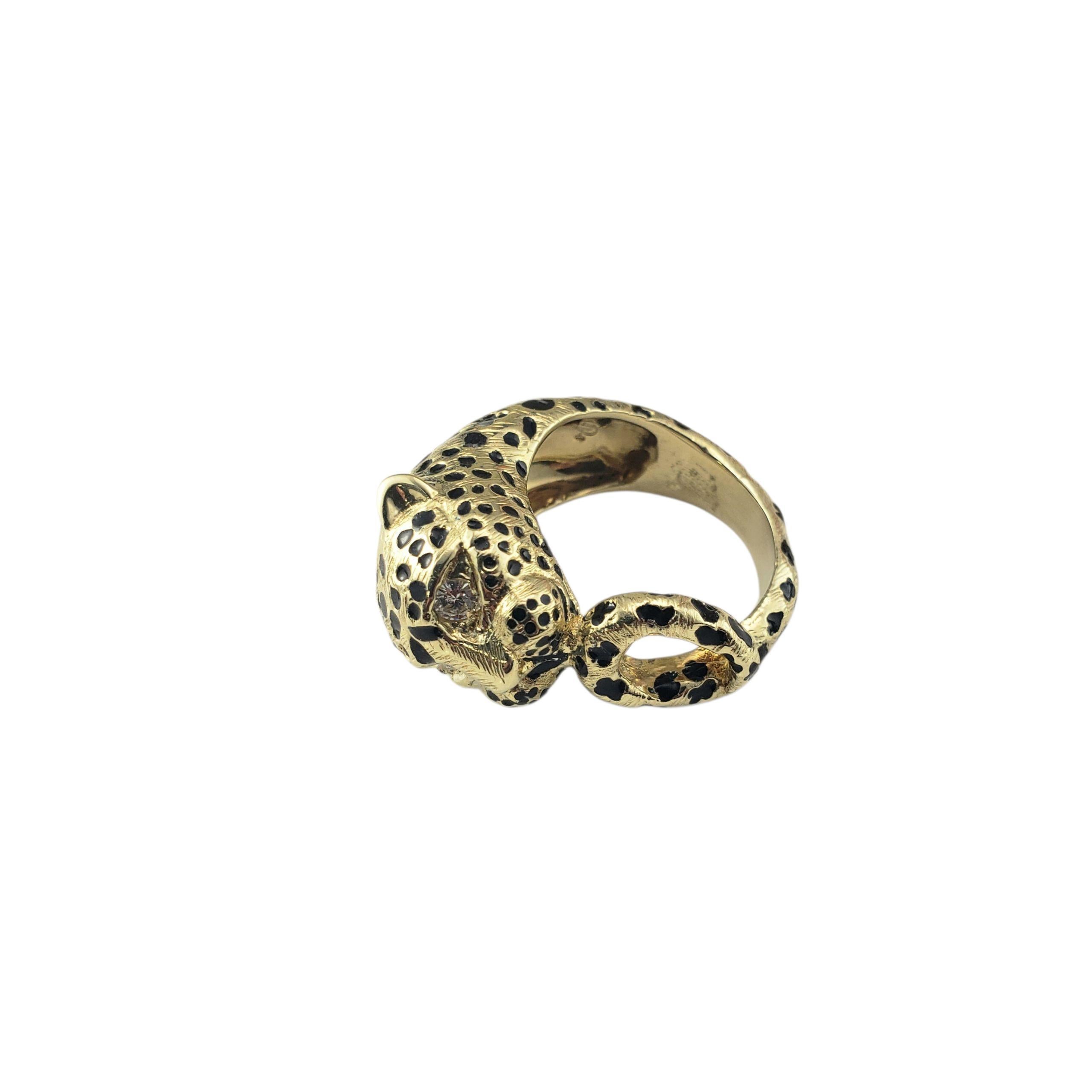 Women's 14K Yellow Gold and Diamond Leopard Ring Size 6.5 #22701 For Sale