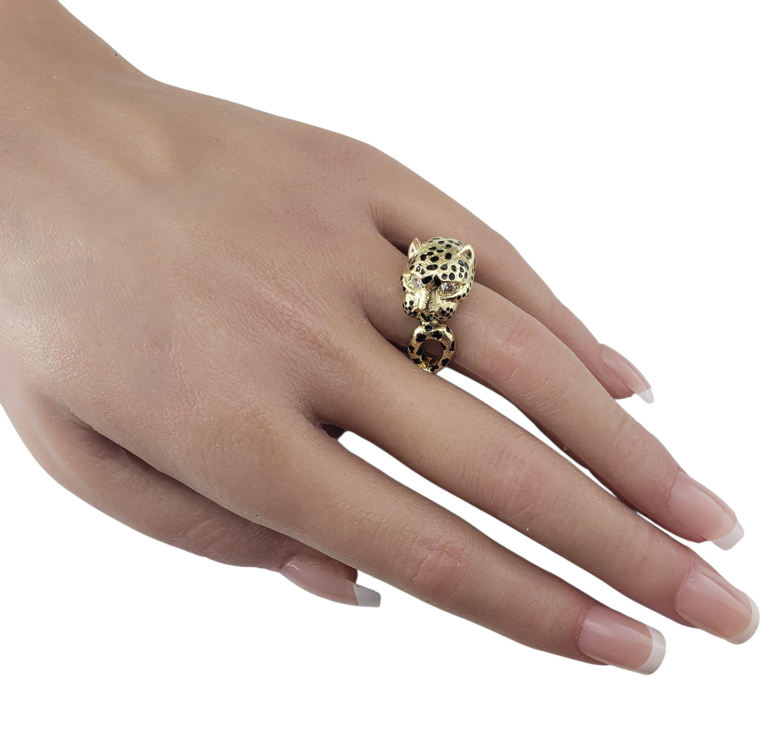 14K Yellow Gold and Diamond Leopard Ring Size 6.5 #22701 For Sale 3
