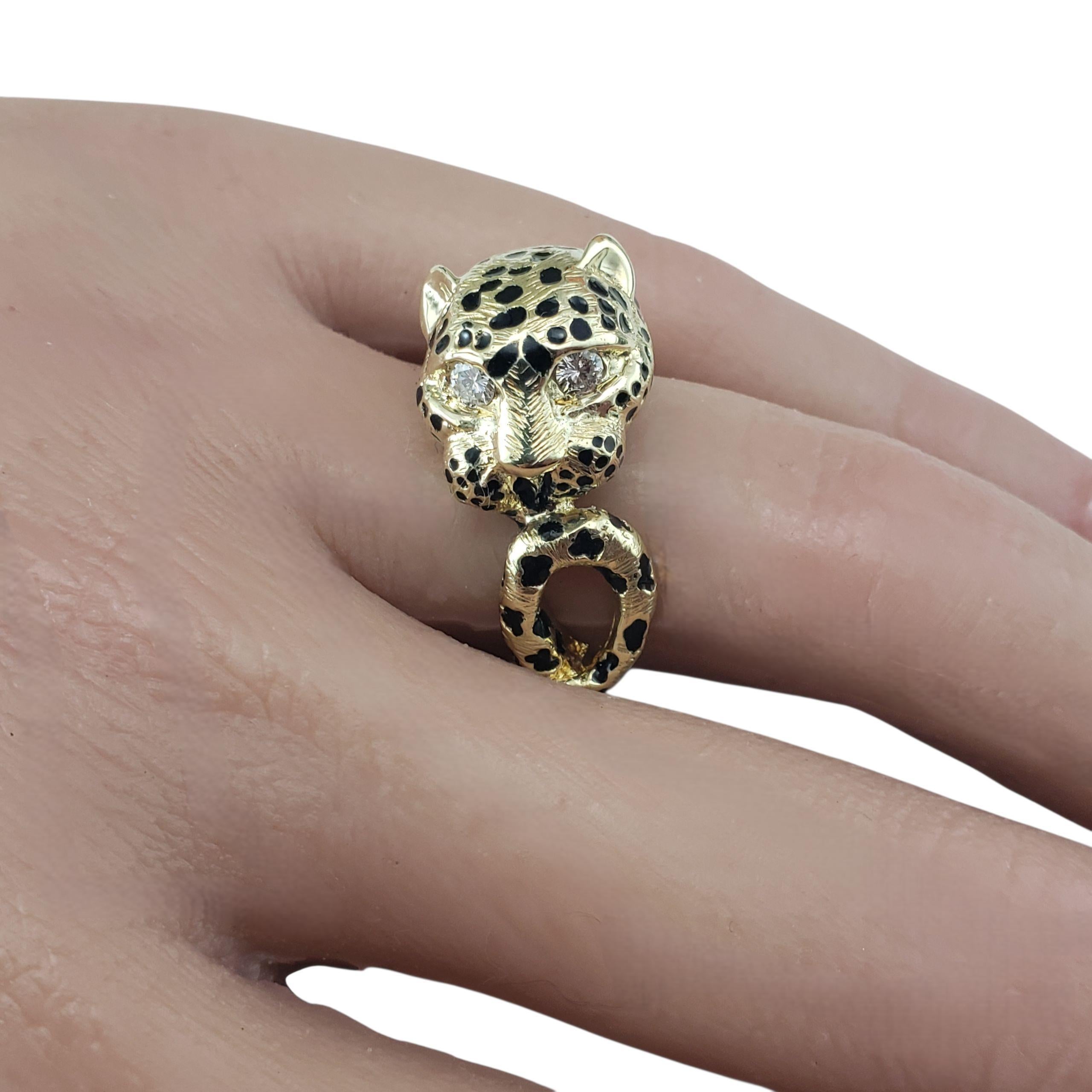 14K Yellow Gold and Diamond Leopard Ring Size 6.5 #22701 For Sale 4