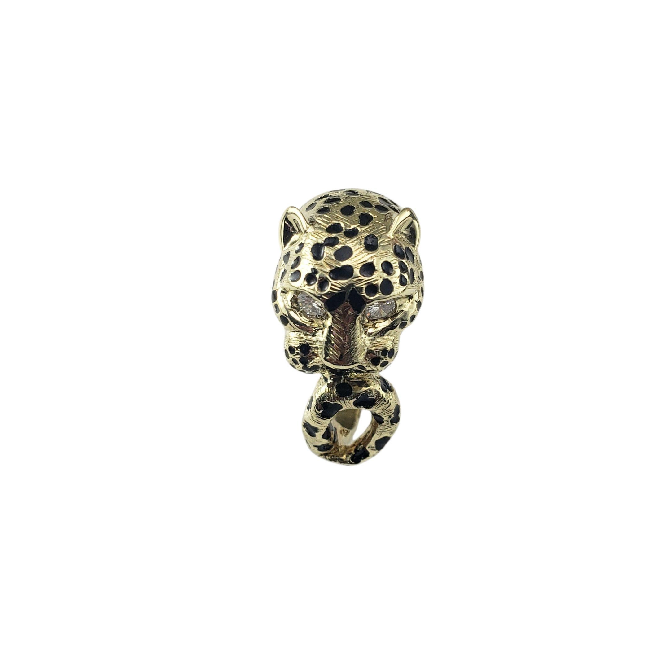 14K Yellow Gold and Diamond Leopard Ring Size 6.5 #22701 For Sale