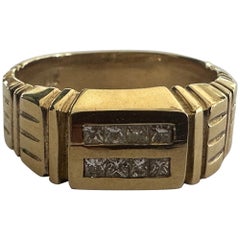 14K Yellow Gold and Diamond Men's Ring