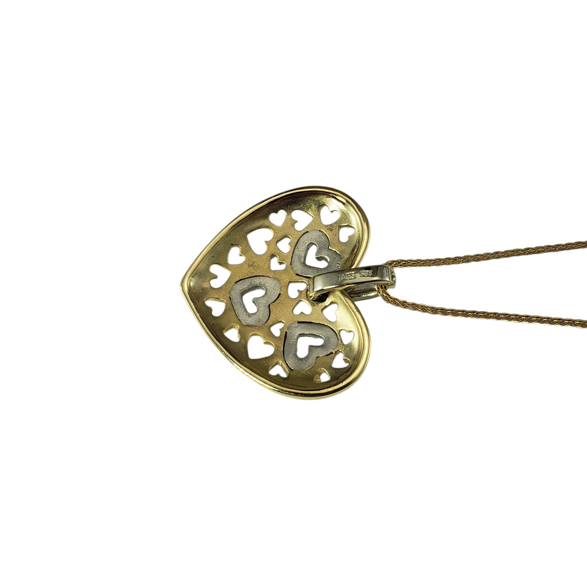 14K Yellow Gold and Diamond Open Heart Pendant Necklace #23108 In condizioni buone in vendita a Washington Depot, CT