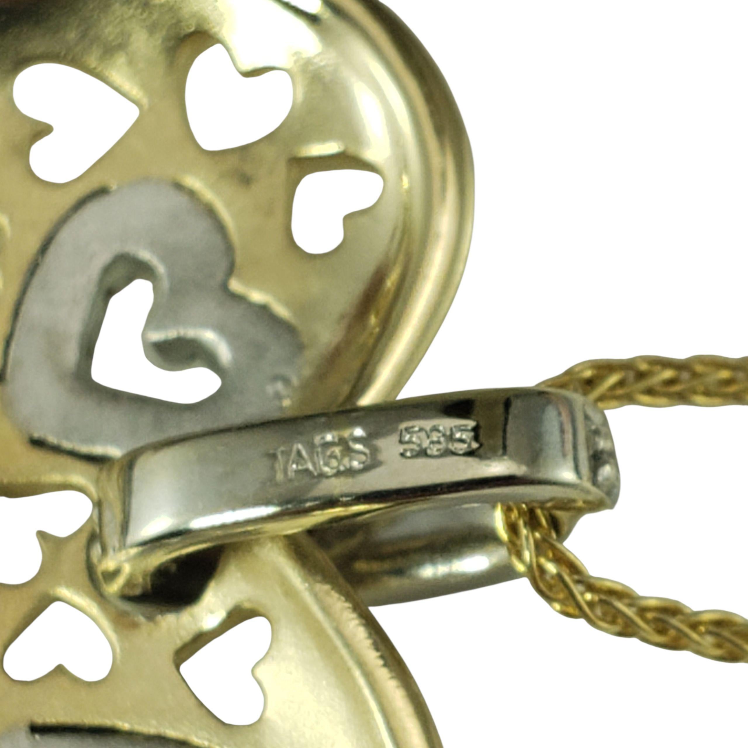 Donna 14K Yellow Gold and Diamond Open Heart Pendant Necklace #23108 in vendita