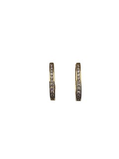 14K Yellow Gold and Diamond Oval Hoop Earrings #24951