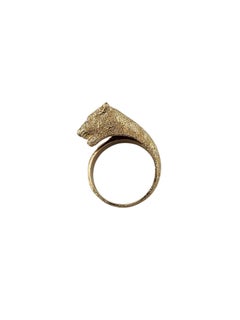 14K Yellow Gold and Diamond Panther Ring Size 6 #25439