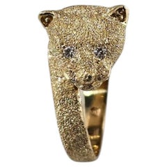 14K Yellow Gold and Diamond Panther Ring Size 6 #25439