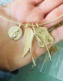 14k Yellow Gold and Diamond Saint Joan of Arc Grace Medallion Cast from Antique