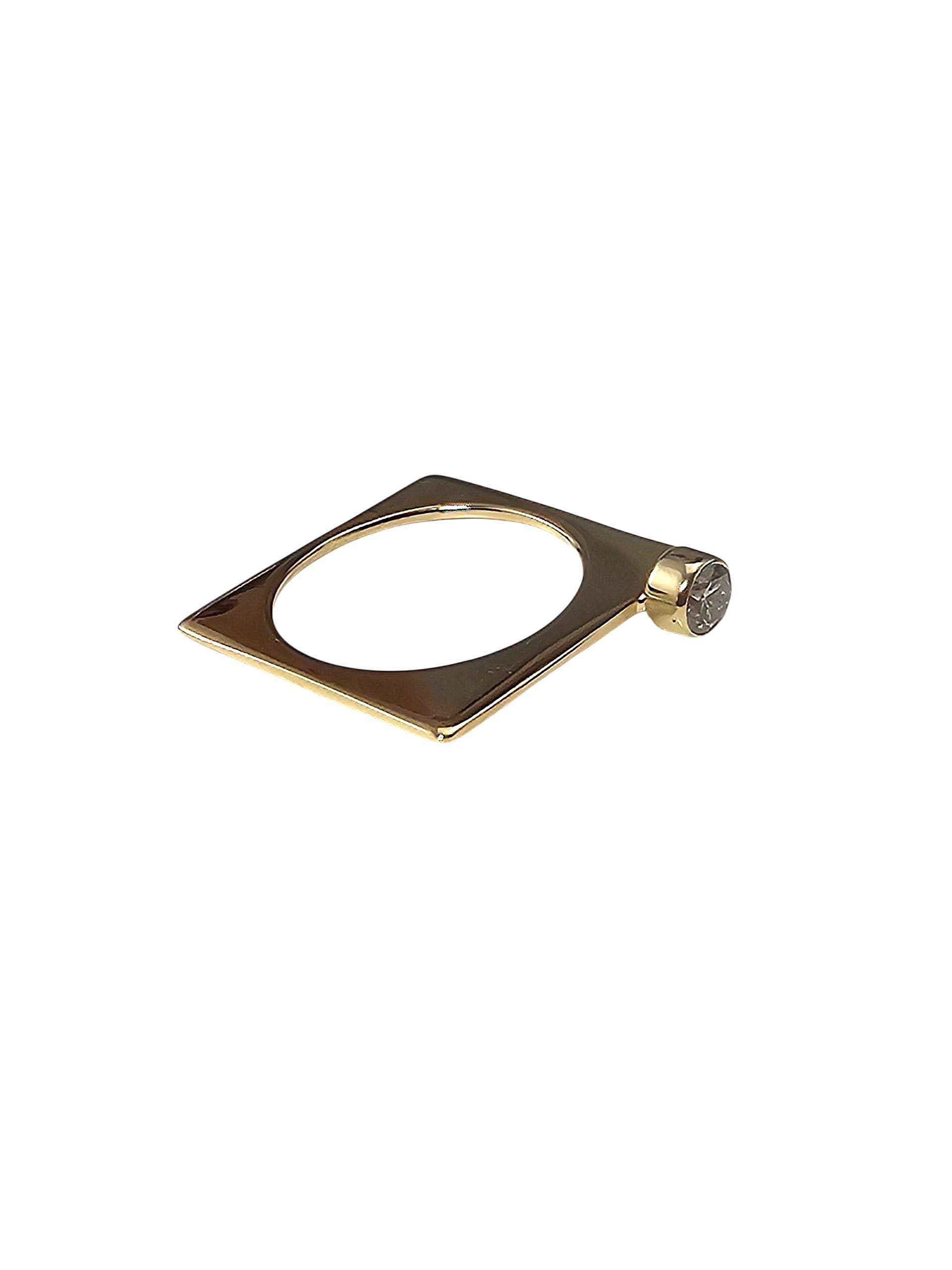 Anillo cuadrado de oro amarillo de 14 quilates y diamantes talla 6,25-6,5 #23838 Corte brillante en venta