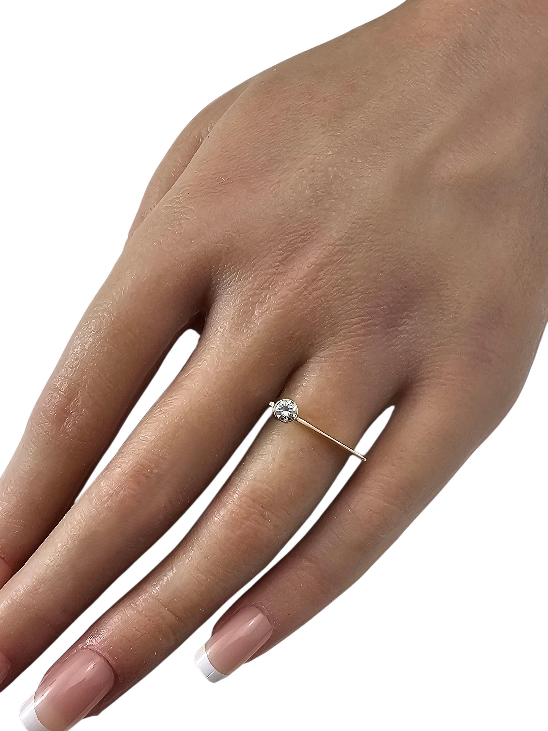 Anillo cuadrado de oro amarillo de 14 quilates y diamantes talla 6,25-6,5 #23838 en venta 1