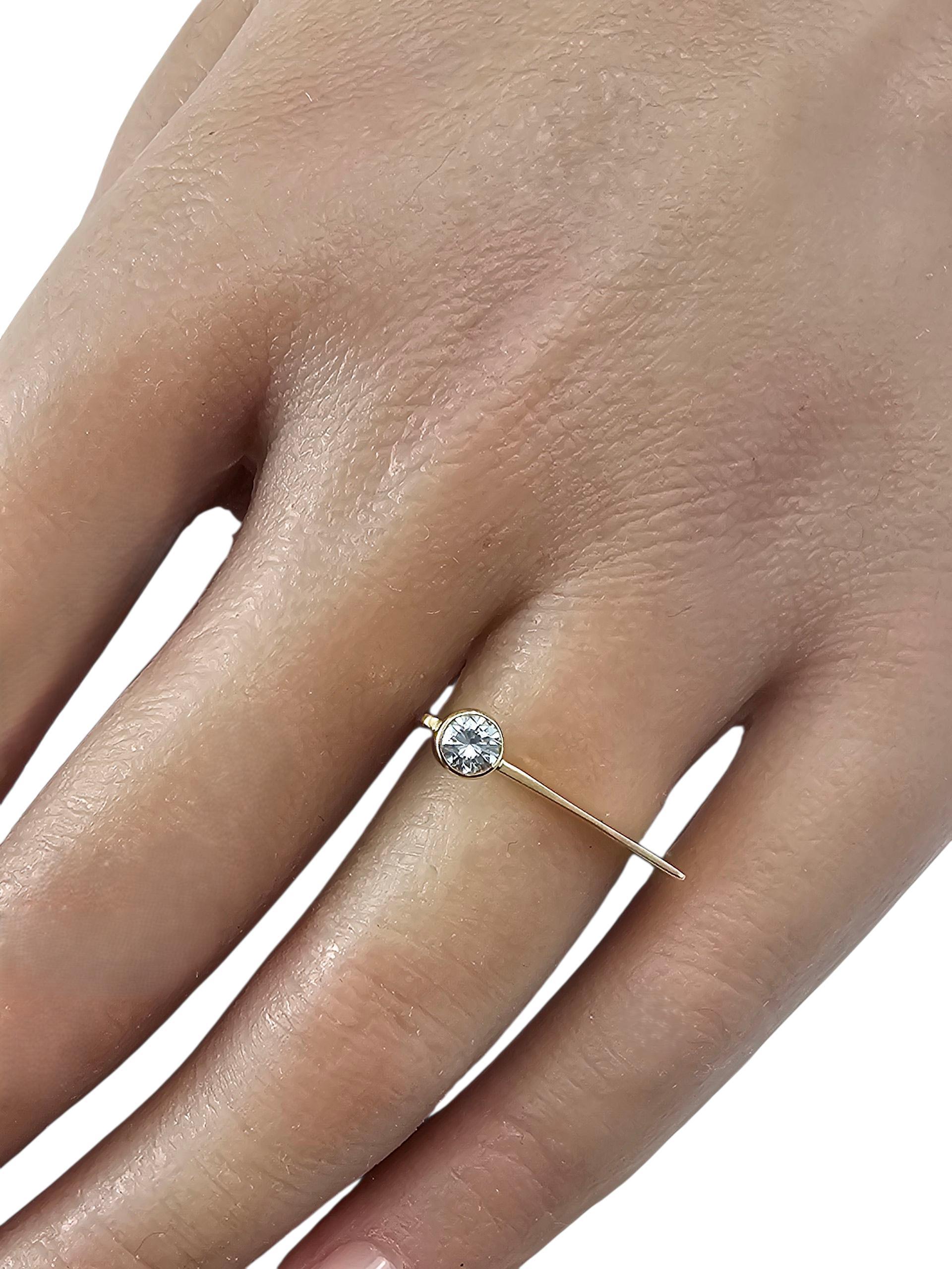 Anillo cuadrado de oro amarillo de 14 quilates y diamantes talla 6,25-6,5 #23838 en venta 2