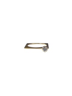14K Yellow Gold and Diamond Square Ring Size 6.25-6.5 #23838