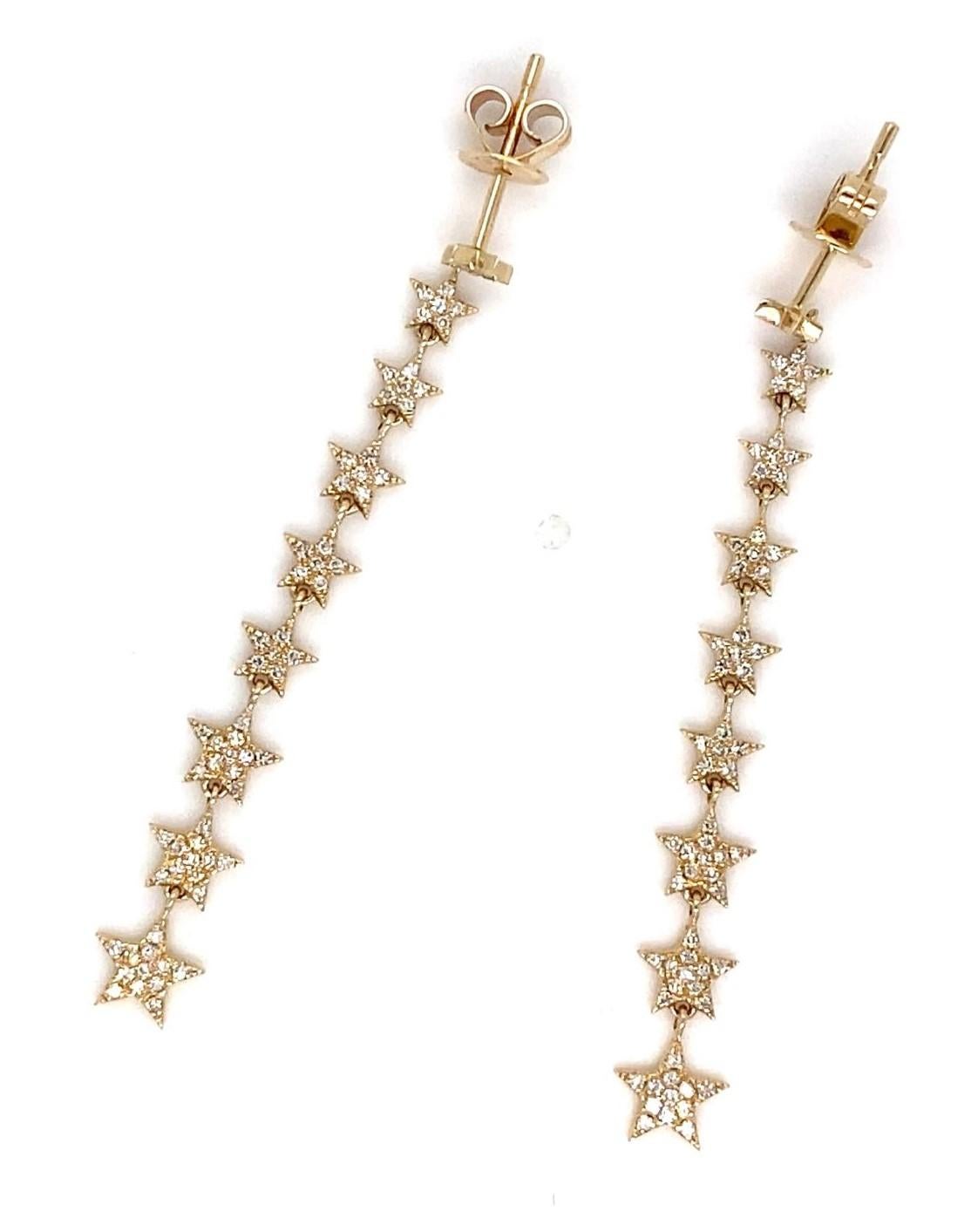 14k Gelbgold und Diamant-Stern-Ohrringe mit Schraubverschluss und Stern-Ohrringen im Zustand „Gut“ im Angebot in Sherman Oaks, CA