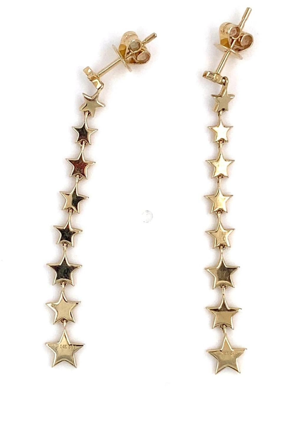 14k Gelbgold und Diamant-Stern-Ohrringe mit Schraubverschluss und Stern-Ohrringen für Damen oder Herren im Angebot