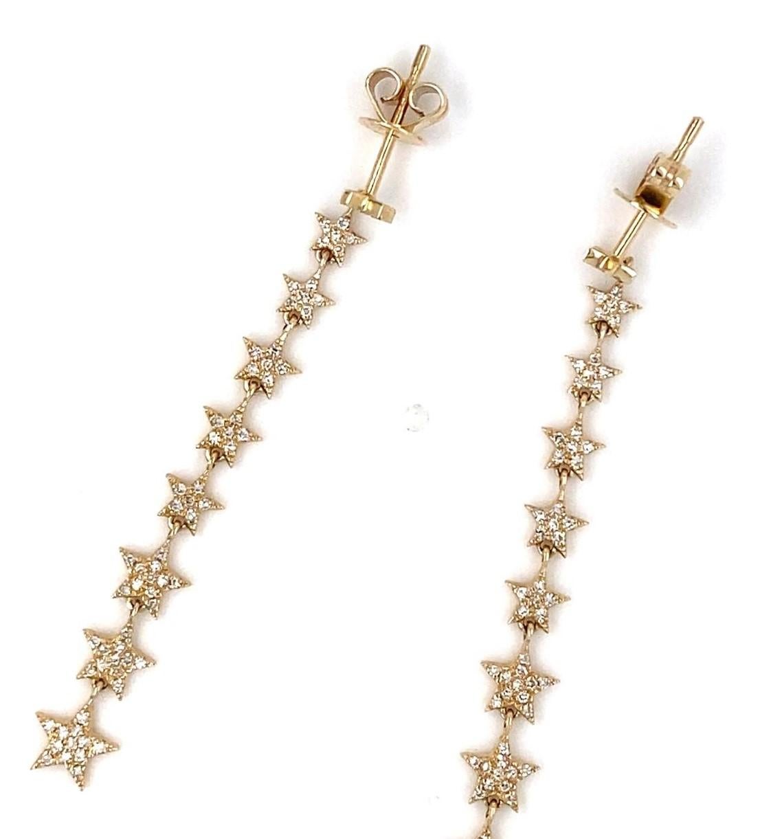 14k Gelbgold und Diamant-Stern-Ohrringe mit Schraubverschluss und Stern-Ohrringen im Angebot 1
