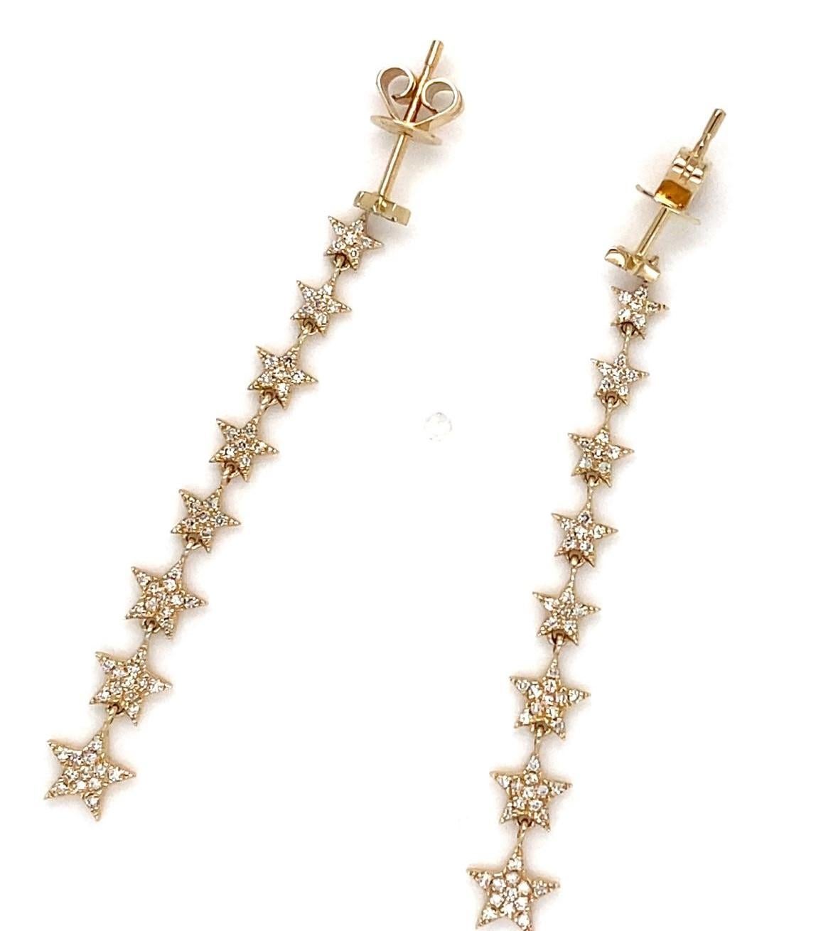 14k Gelbgold und Diamant-Stern-Ohrringe mit Schraubverschluss und Stern-Ohrringen im Angebot 2