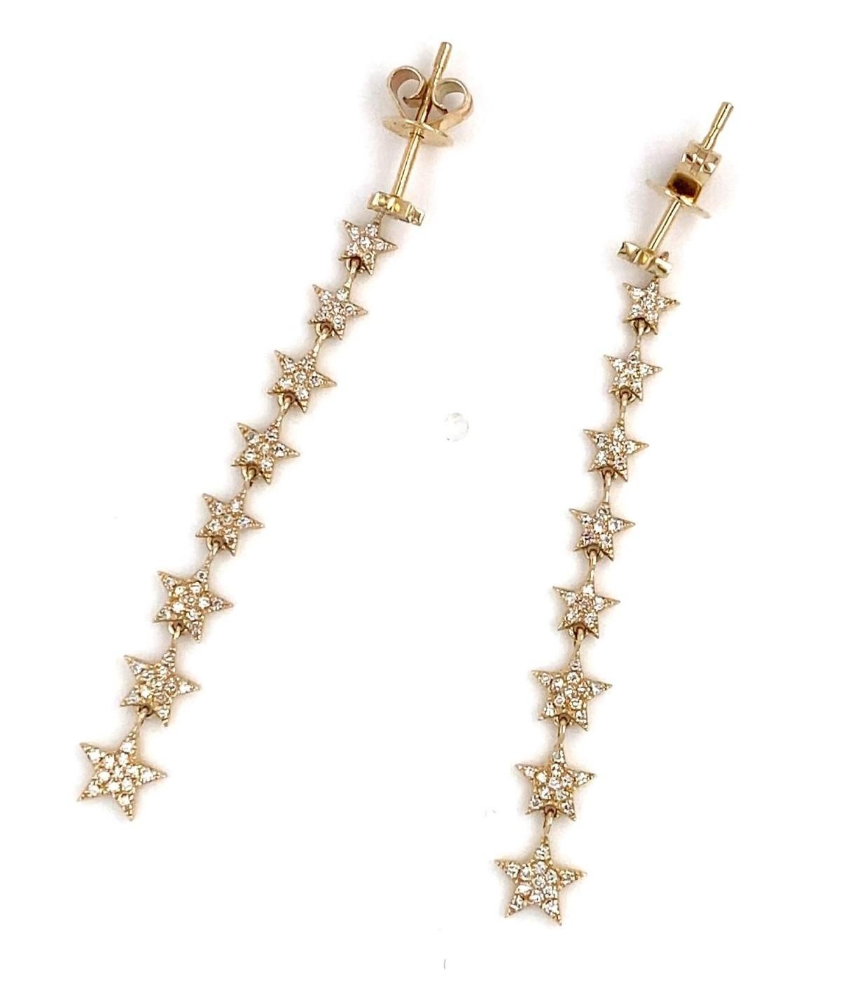 14k Gelbgold und Diamant-Stern-Ohrringe mit Schraubverschluss und Stern-Ohrringen im Angebot 3