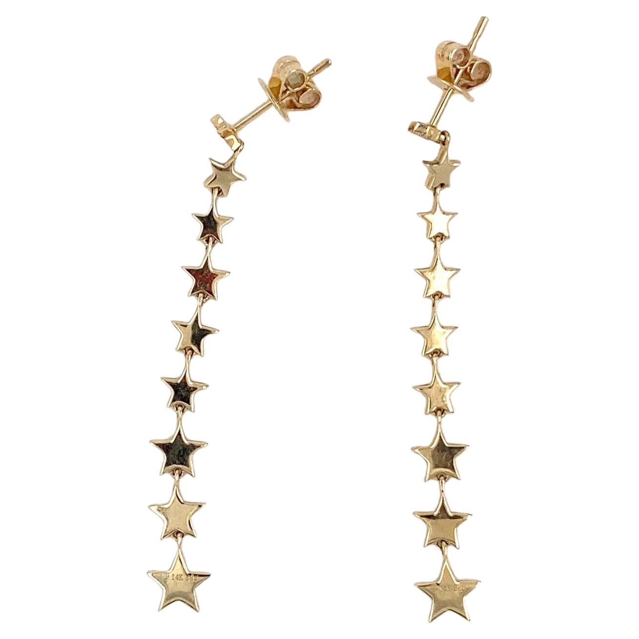 14k Gelbgold und Diamant-Stern-Ohrringe mit Schraubverschluss und Stern-Ohrringen im Angebot