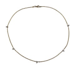 14K Yellow Gold and Diamond Station Necklace #21226