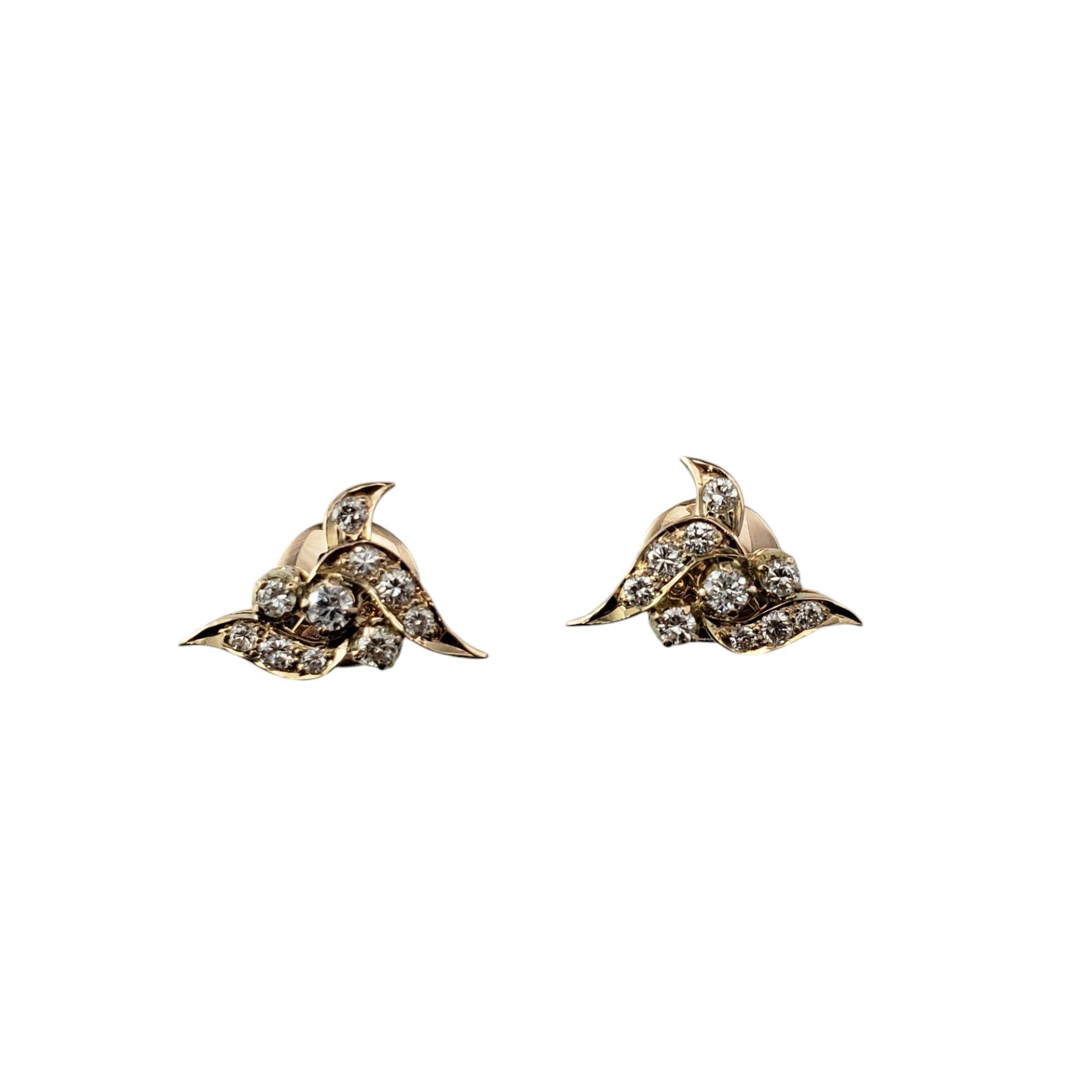 14K Yellow Gold and Diamond Stud Earrings #20956 For Sale